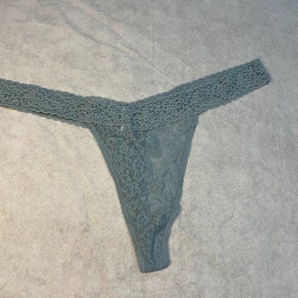 BP Lace Low-Rise Thong Blue Grey Floral Stretch Lingerie Panty Plus 4X - Picture 5 of 10